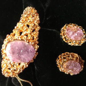 Panetta raw Amethyst Brutalist bracelet/earrings